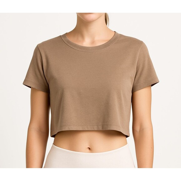 90 Degree By Reflex Super Soft Deluxe Short Sleeve Top Beige Size M Pre-Owned - Picture 1 of 8